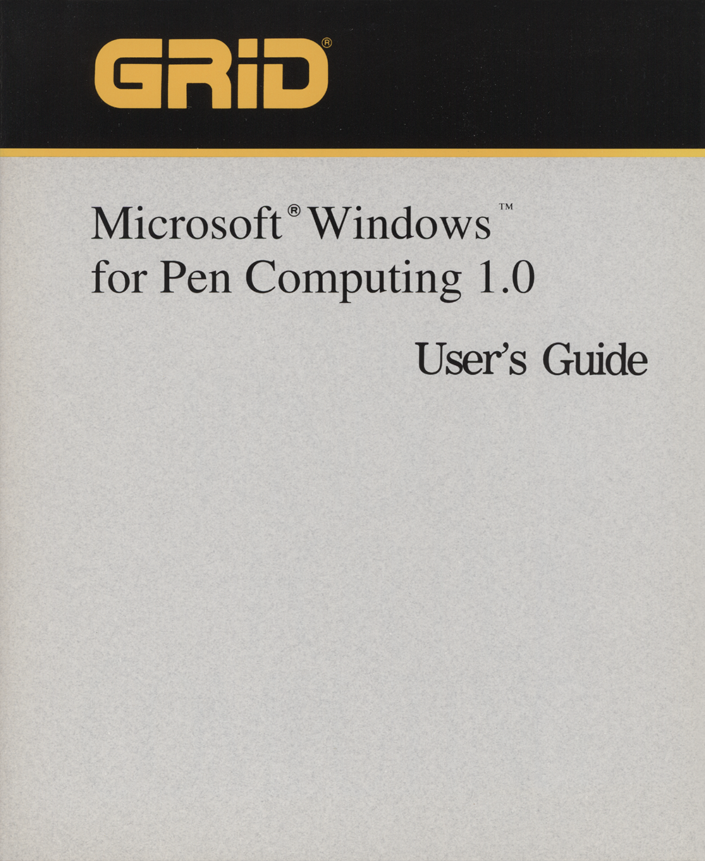 GRiD Microsoft Windows for Pen Computing 1.0 User’s Guide (Cover)